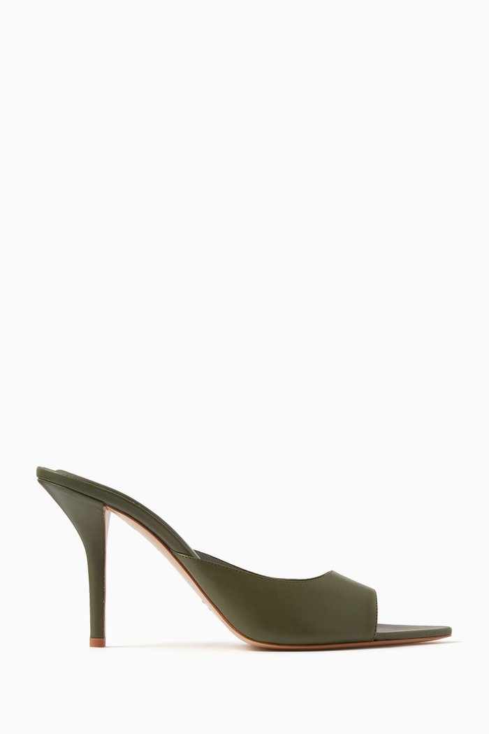 

x Pernille Perni 85 Mule Sandals in Leather, Green