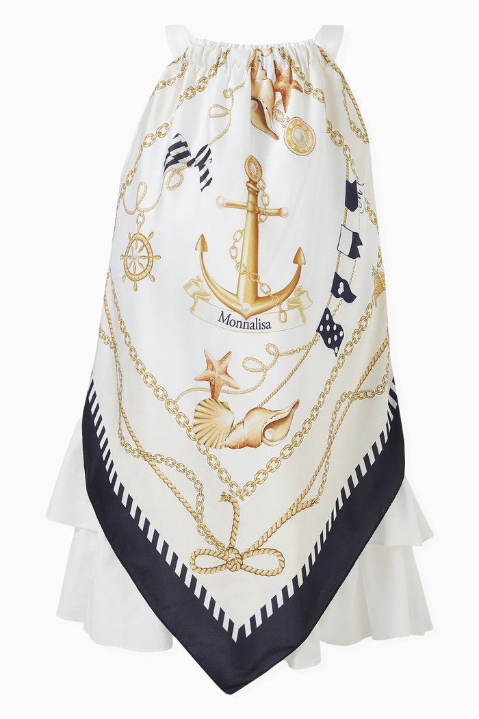 

Nautical Print Dress in Polyester Blend, Blue