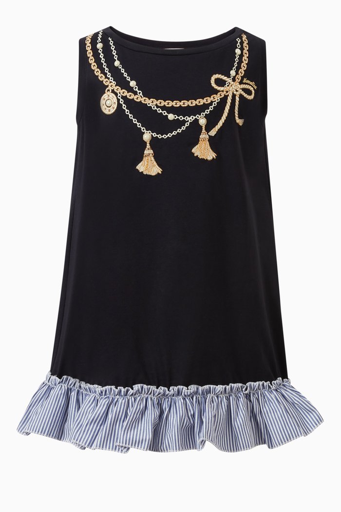 Maxi Chain Print Tank Top in Cotton, Blue