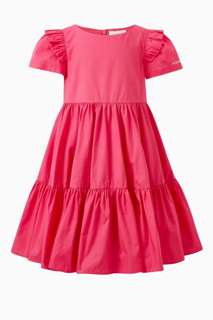 

Tiered Flounce Dress in Cotton, Pink