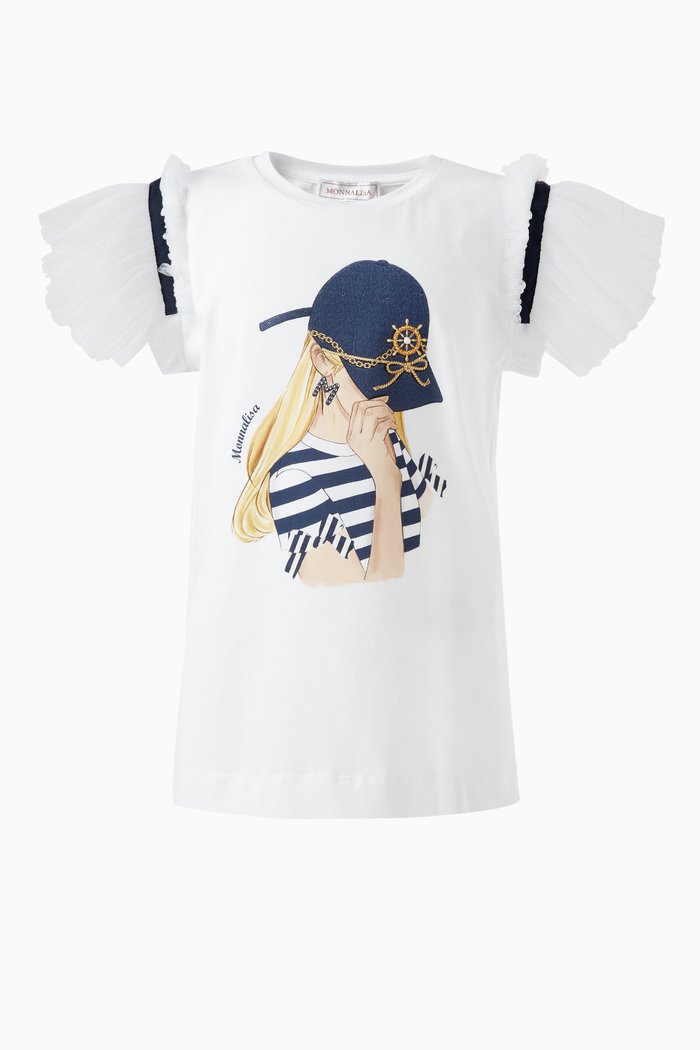 

Graphic Print T-shirt in Cotton, White
