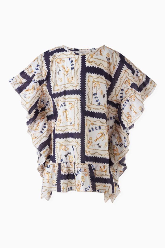 

Nautical kaftan in Muslin, Blue