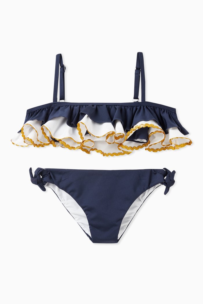 

Frilled Two-piece Bikini in Polyamide, Blue