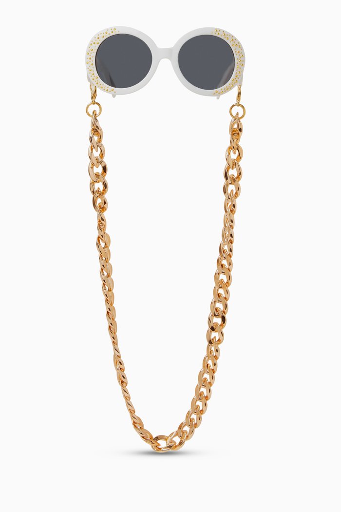 

Studded Frame Sunglasses in Acetate, White