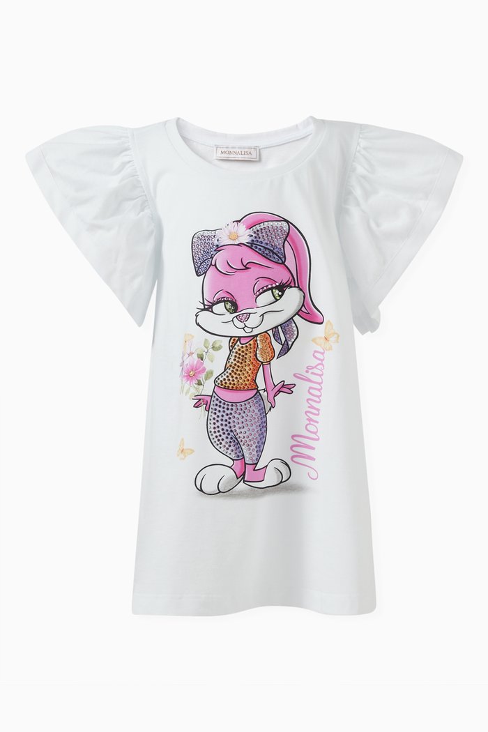 Embellished Lola Bunny Print T-shirt in Cotton, White