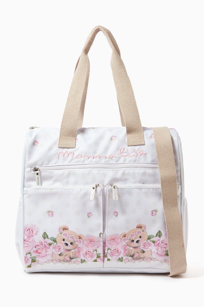 

Floral Ottoman Changing Bag in Jersey, White