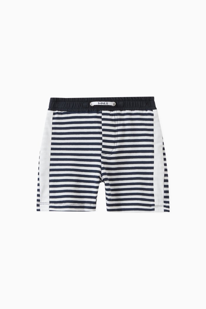 

Striped Bermuda Shorts in Cotton Jersey, Blue