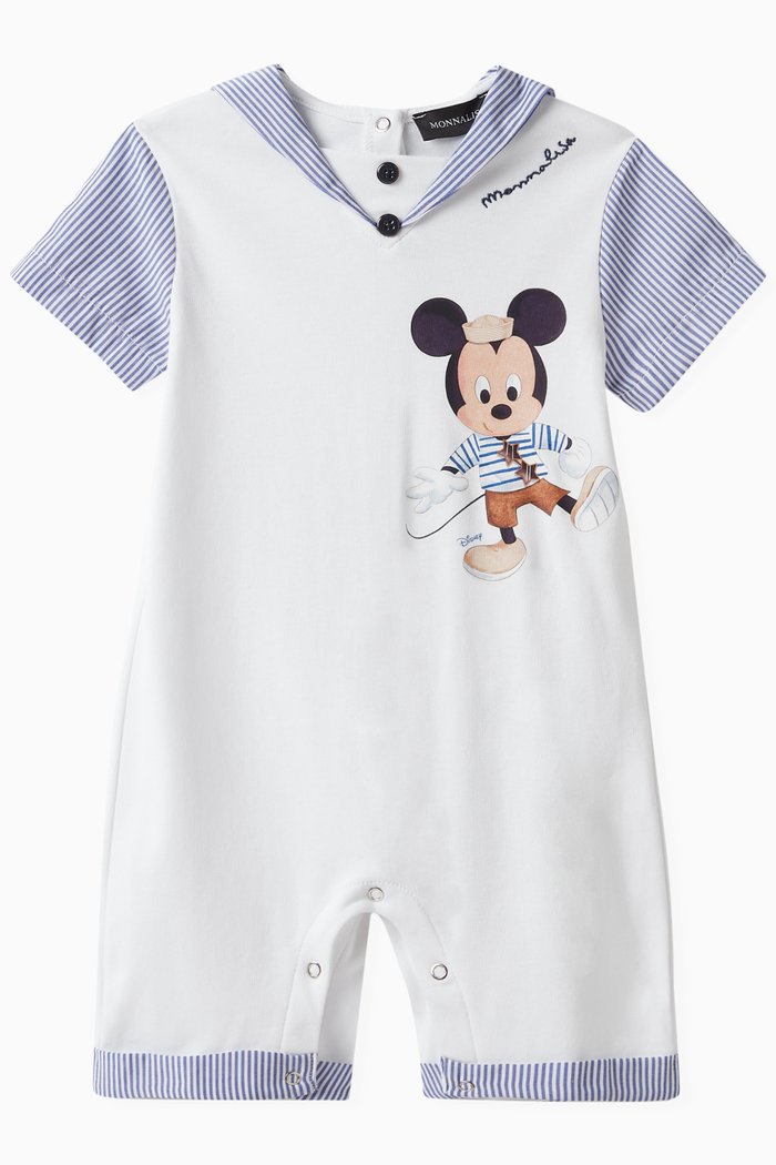 

x Disney Mickey Sailor Romper in Cotton Interlock, White
