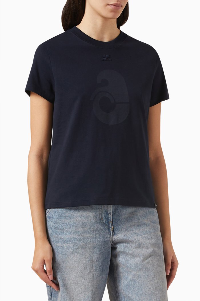 

Shell Logo-print T-shirt in Bio-cotton Jersey, Blue
