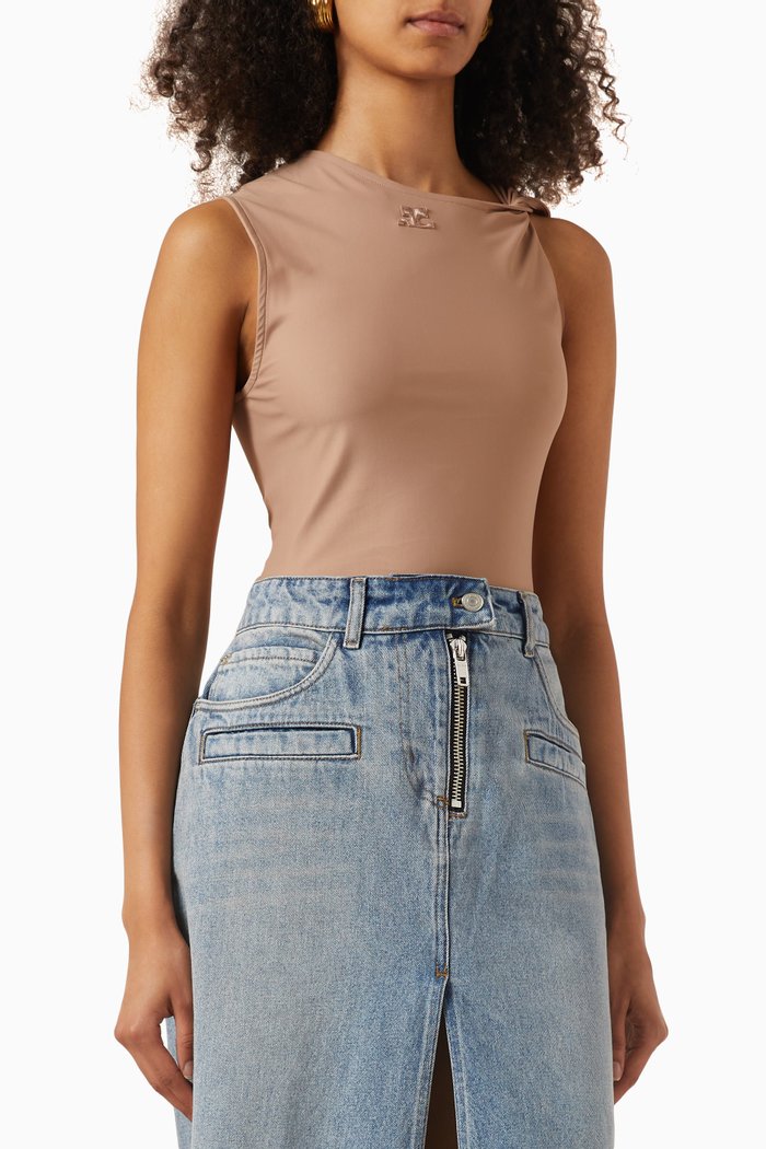 

Logo-patch Bodysuit in Tech-jersey, Brown