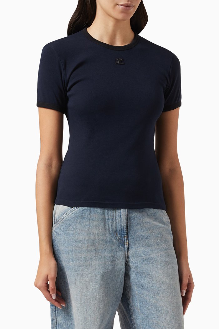 

Bumpy Contrast Reedition T-shirt in Jersey, Blue