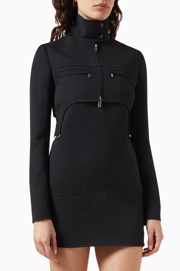 

Suspender Crop Jacket in Twill, Black