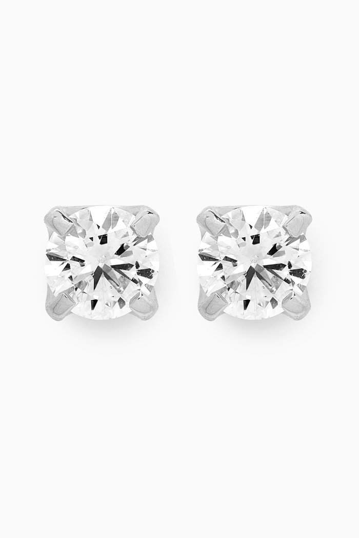 Round Diamond Stud Earrings in 18kt White Gold