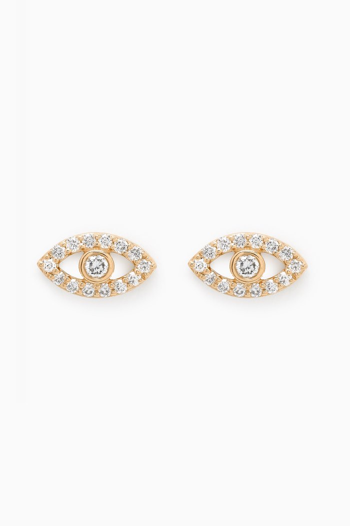 

Evil Eye Diamond Stud Earrings in 18kt Gold, White