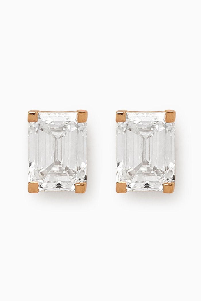

Emerald Diamond Stud Earrings in 18kt Gold, White