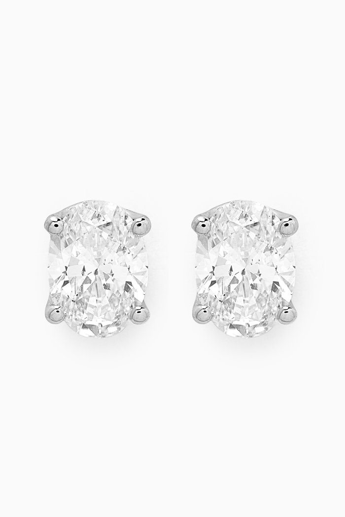 

Oval Diamond Stud Earrings in 18kt White Gold