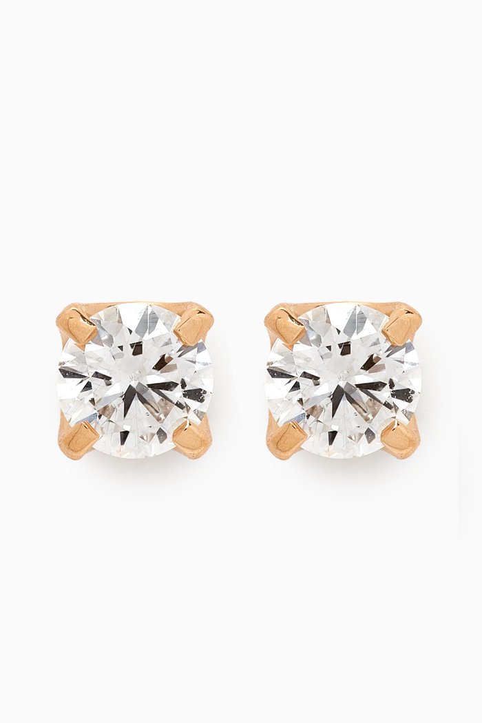 Round Diamond Stud Earrings in 18kt Gold, White