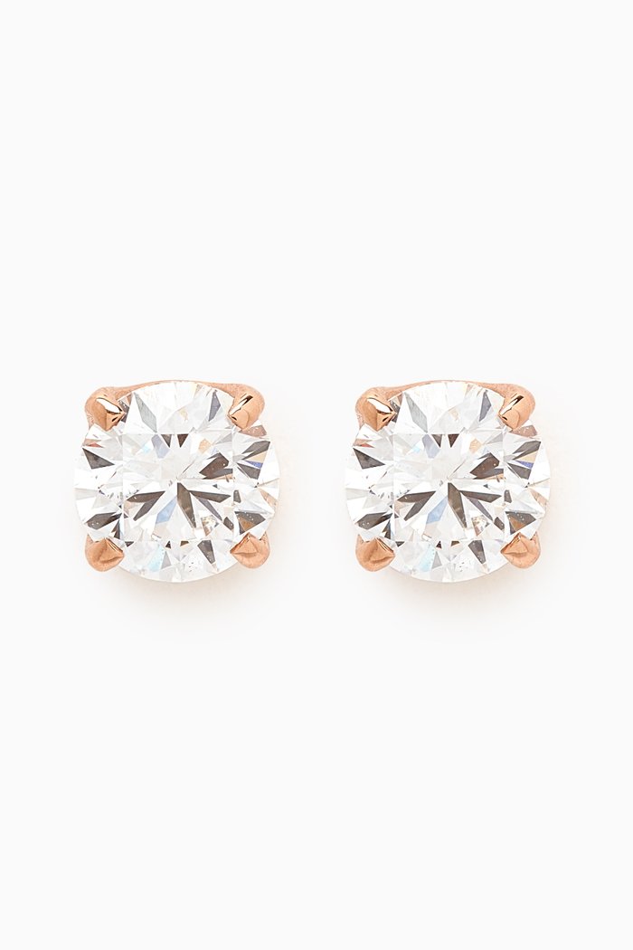 

Round Diamond Stud Earrings in 18kt Rose Gold, White
