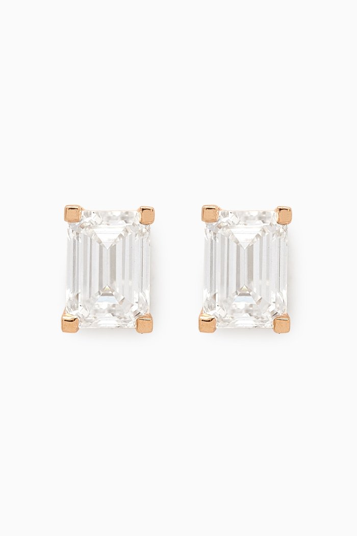 

Emerald-shaped Diamond Stud Earrings in 18kt Gold, White