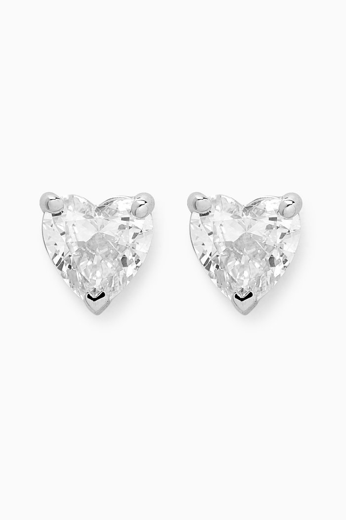 Heart Diamond Stud Earrings in 18kt White Gold