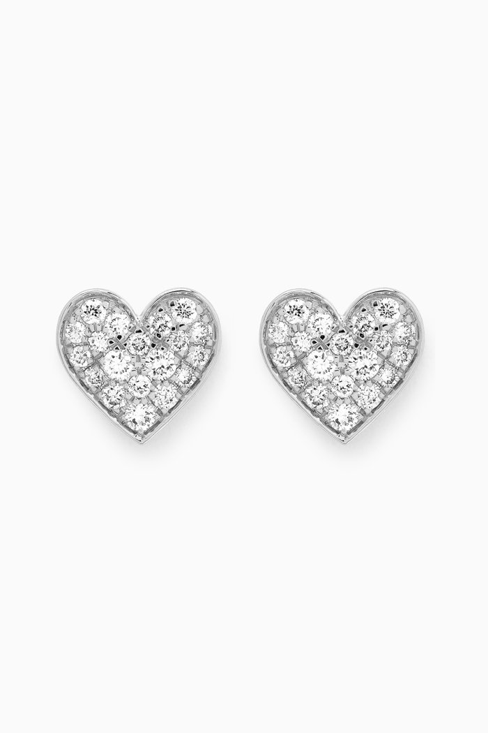 

Heart Pavé Diamond Stud Earrings in 18kt White Gold