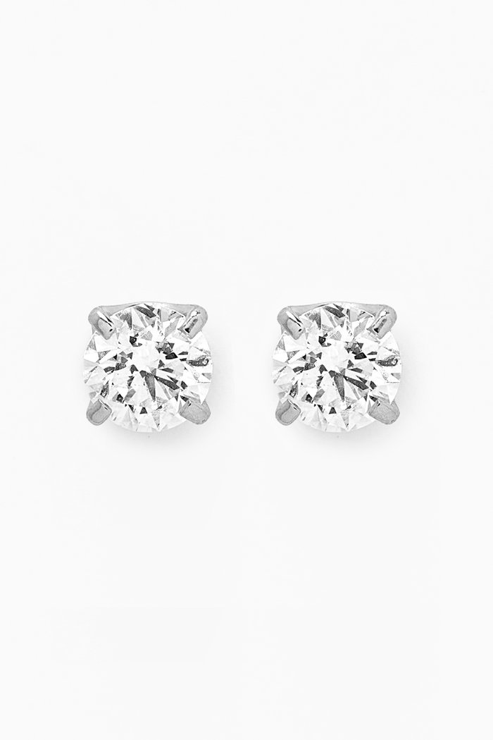 Round Diamond Stud Earrings in 18kt White Gold