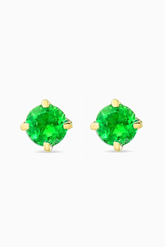 

Colombian Emerald Stud Earrings in 18kt Gold, Green
