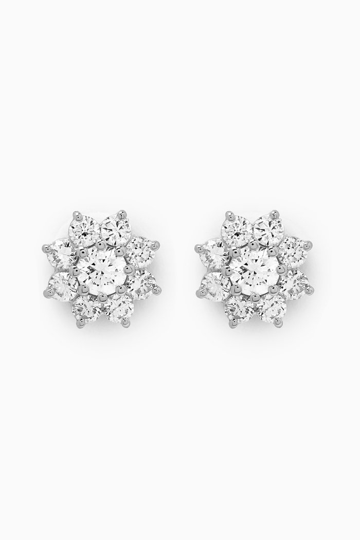 

Mini Flower Diamond Stud Earrings in 18kt White Gold