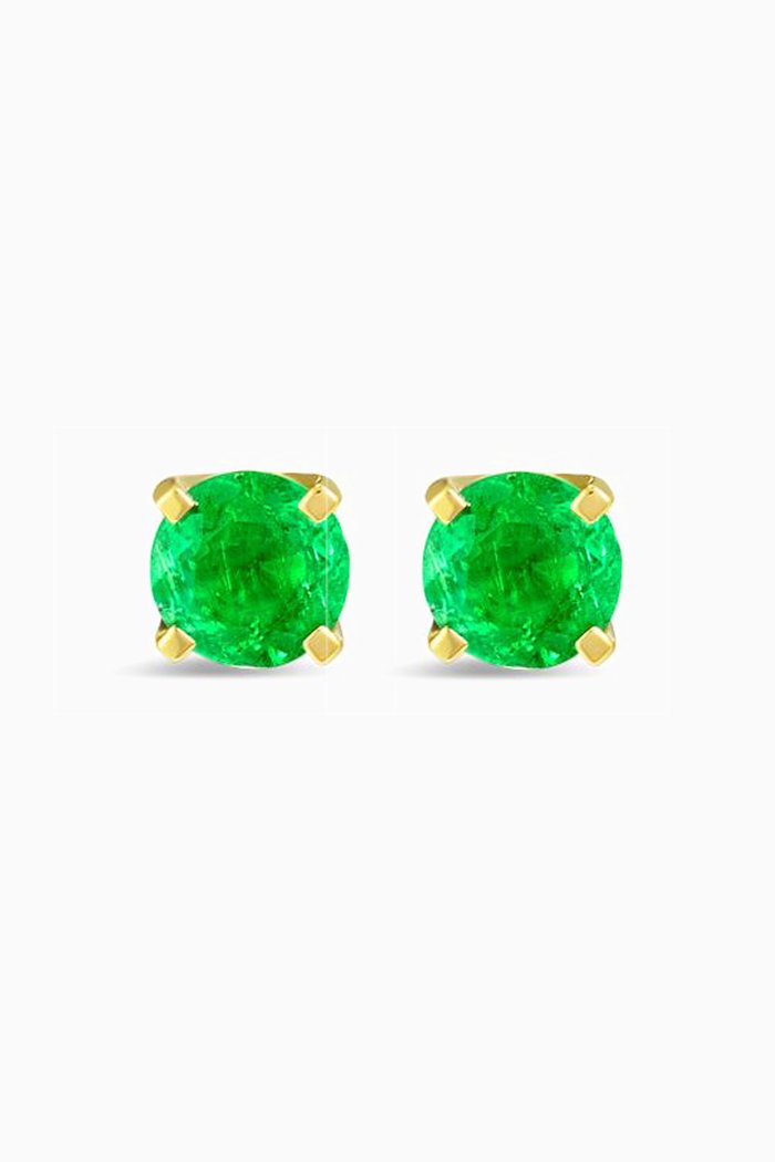 

Colombian Emerald Stud Earrings in 18kt Gold, Green