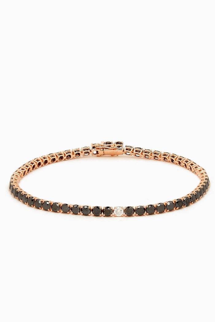 Black Diamond Tennis Bracelet in 18kt Rose Gold