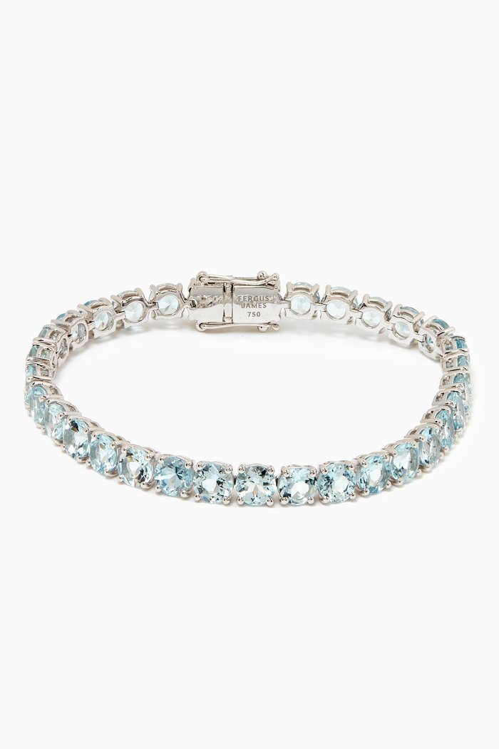 

Aquamarine Tennis Bracelet in 18kt White Gold, Blue