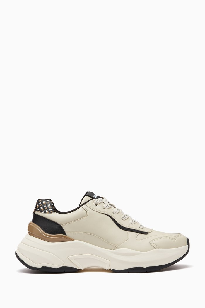 Logo Chunky Sneakers in Leather, Neutral