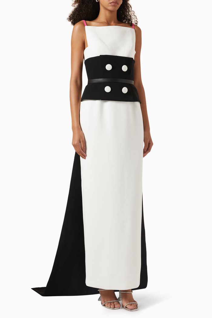 

Two-tone Layered Gown in Crepe, Multicolour