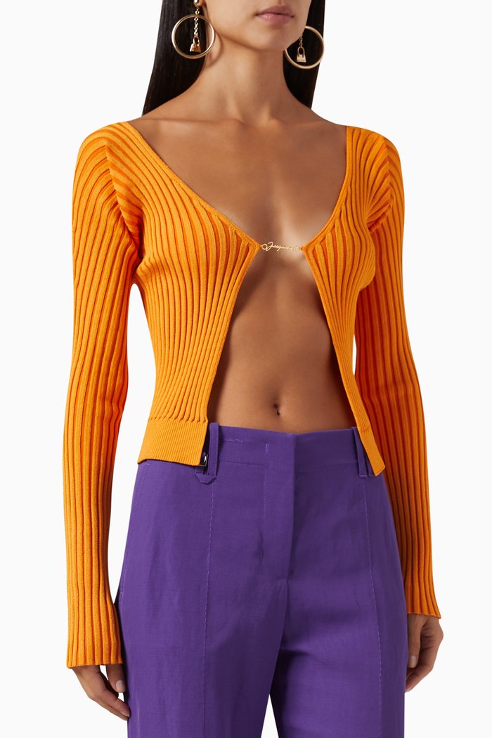 

La Maille Pralù Top in Rib-knit, Orange