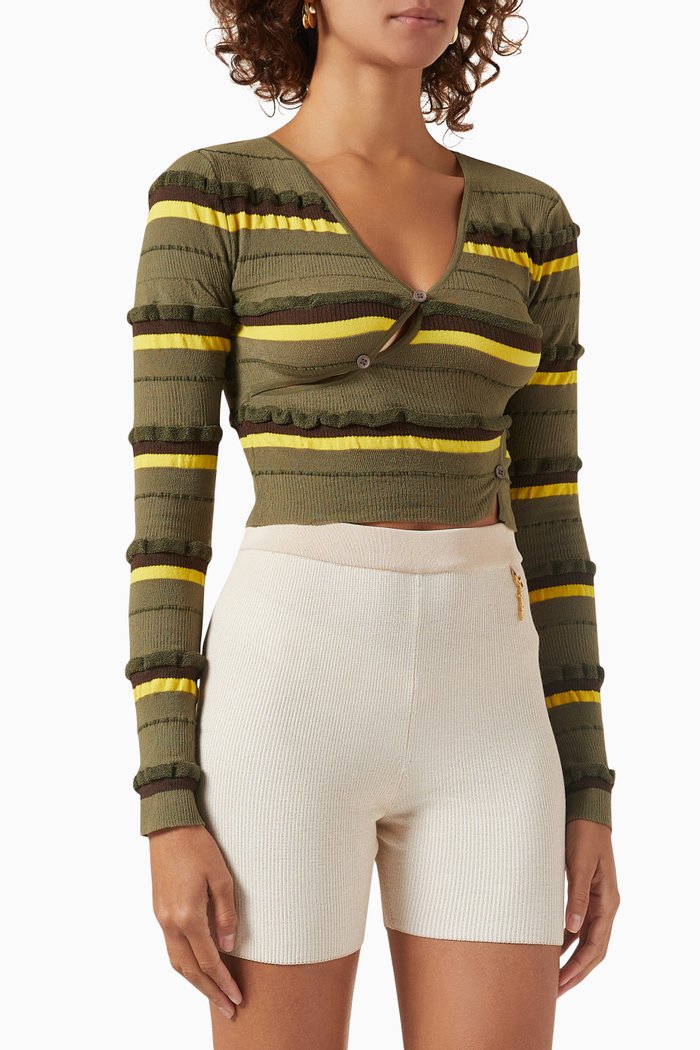 

Le Cardigan Tordu in Recycled-nylon Knit, Green