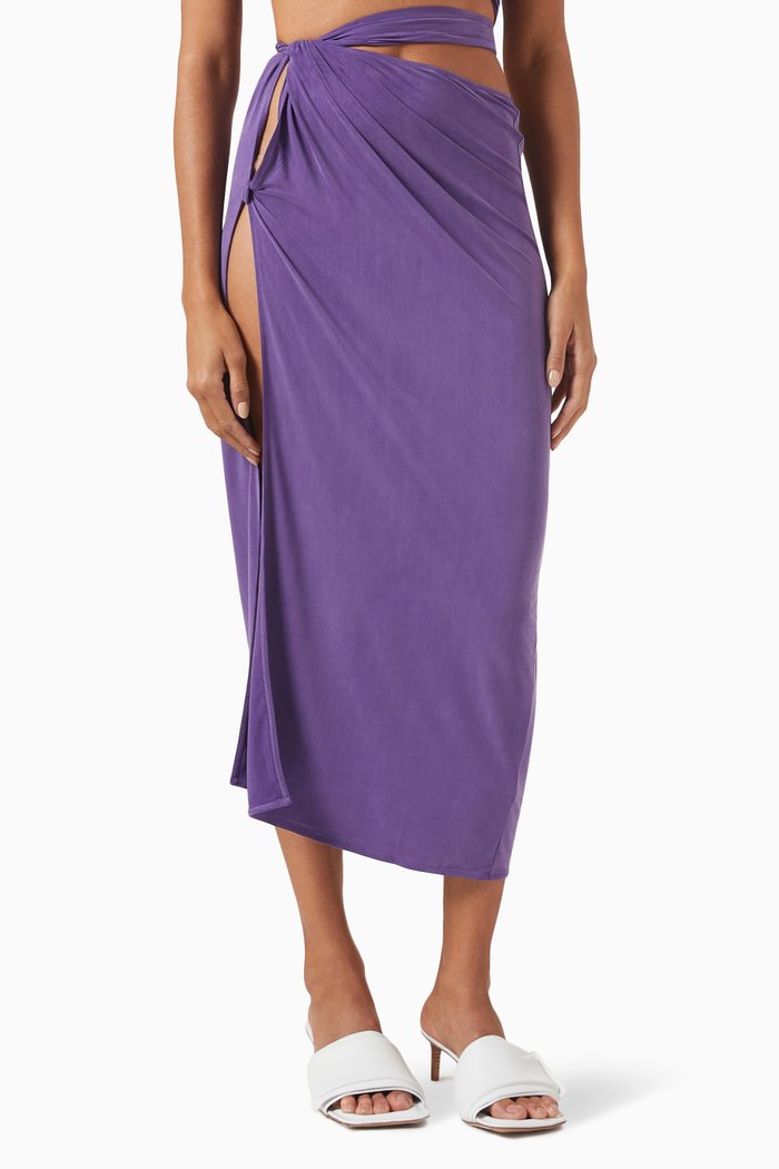 

La Jupe Espelho Midi Skirt in Cupro, Purple