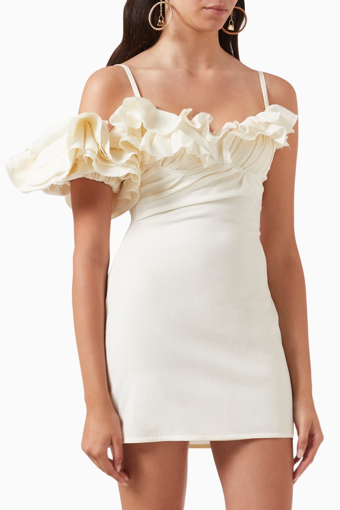 

La Robe Duna Mini Dress in Stretch Wool-crepe, White