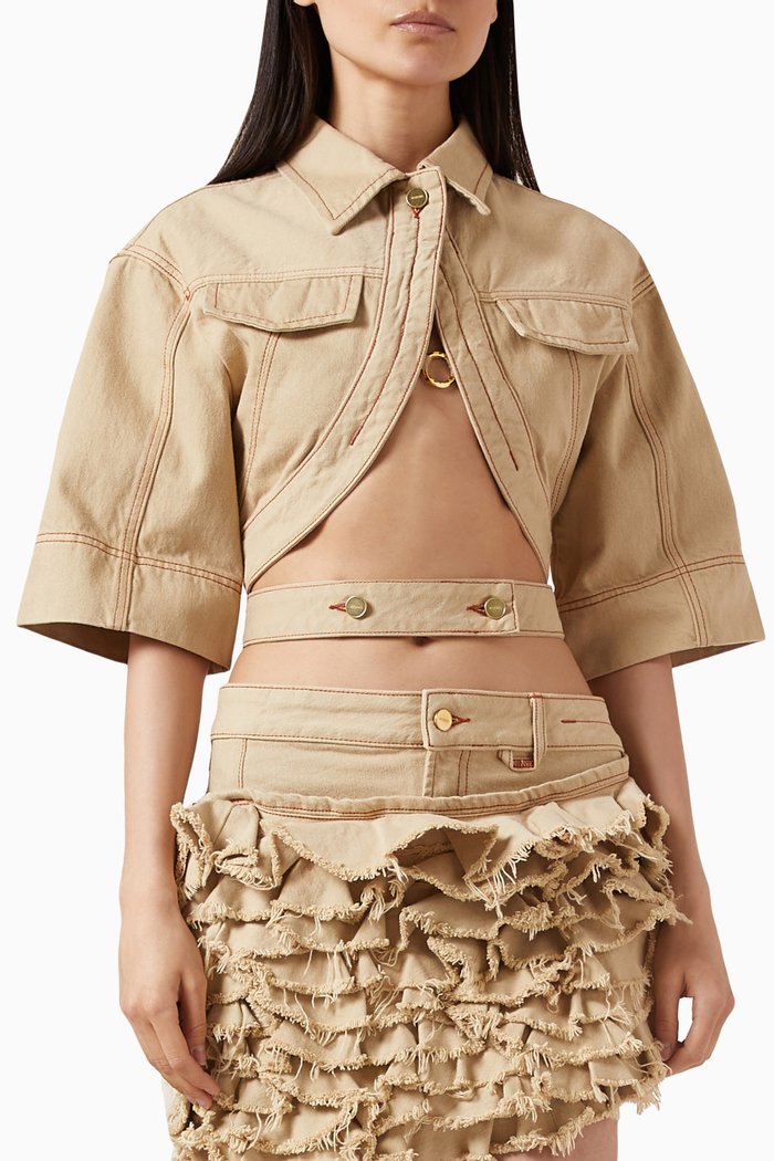 

Le Haut de Nîmes Yuma Top in Cotton-denim, Neutral