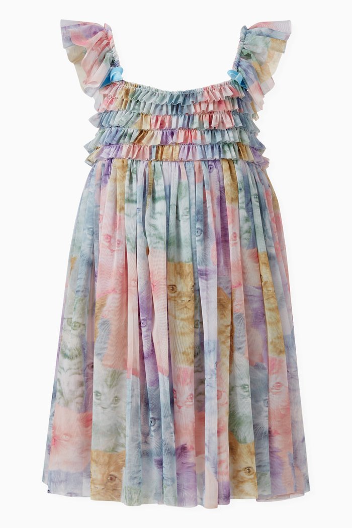 Cat-print Angel Dress, Multicolour
