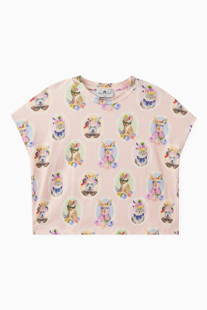 

Animal-printed Kendall T-shirt in Cotton, Pink