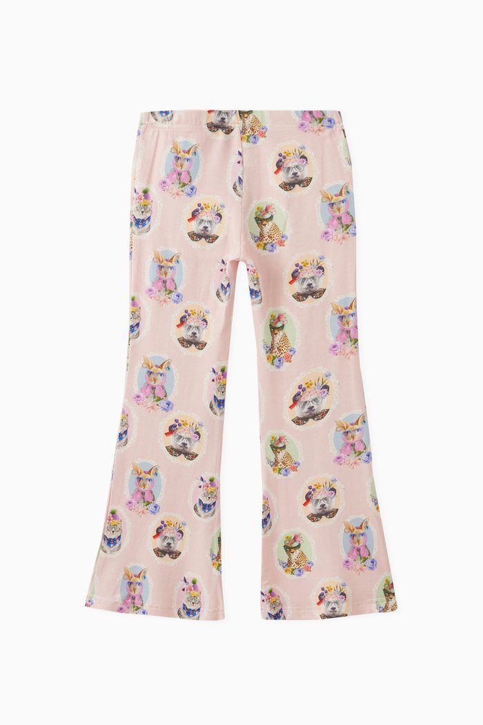 Animal-printed Kendall Pants in Cotton, Pink