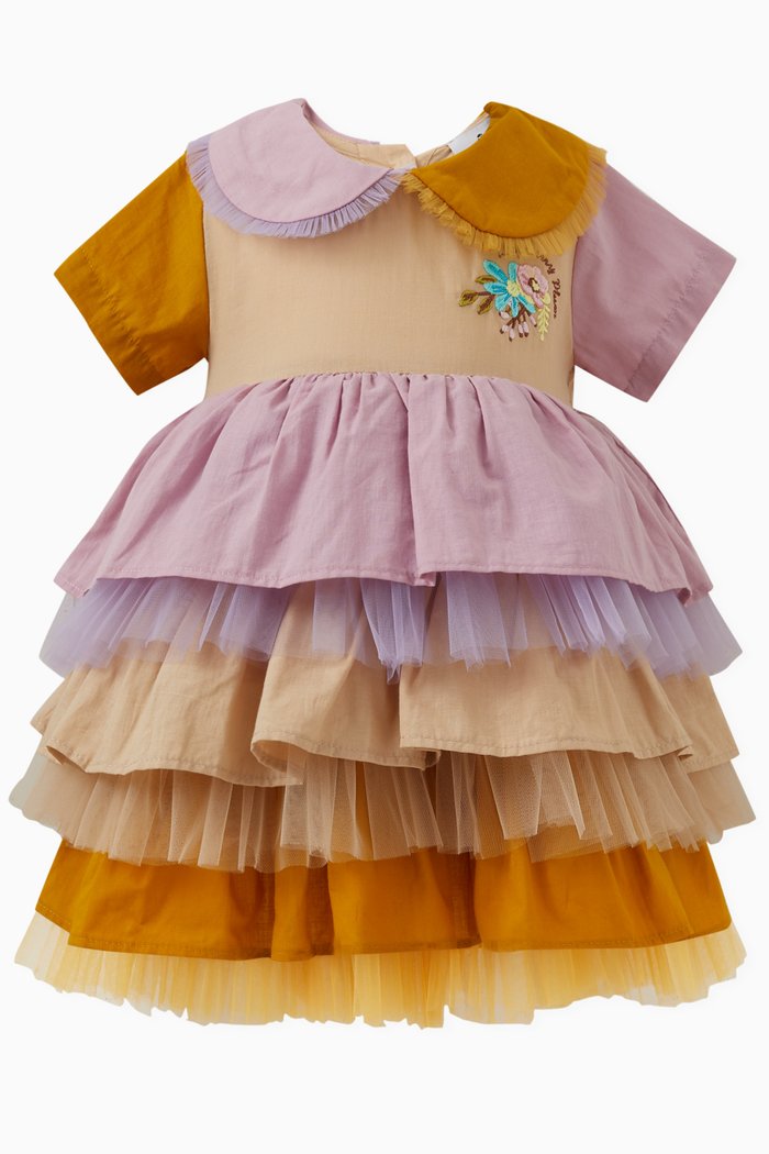 

Multi-tiered Macaroon Dress & Bloomers Set, Multicolour