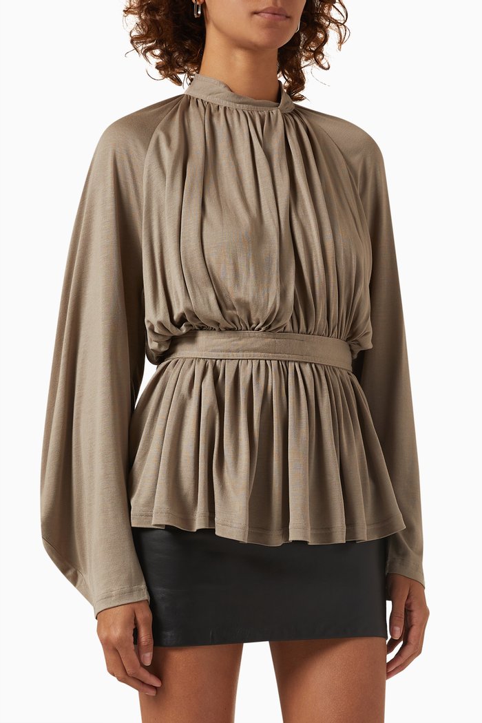 

Nereus Blouse in Tencel, Brown