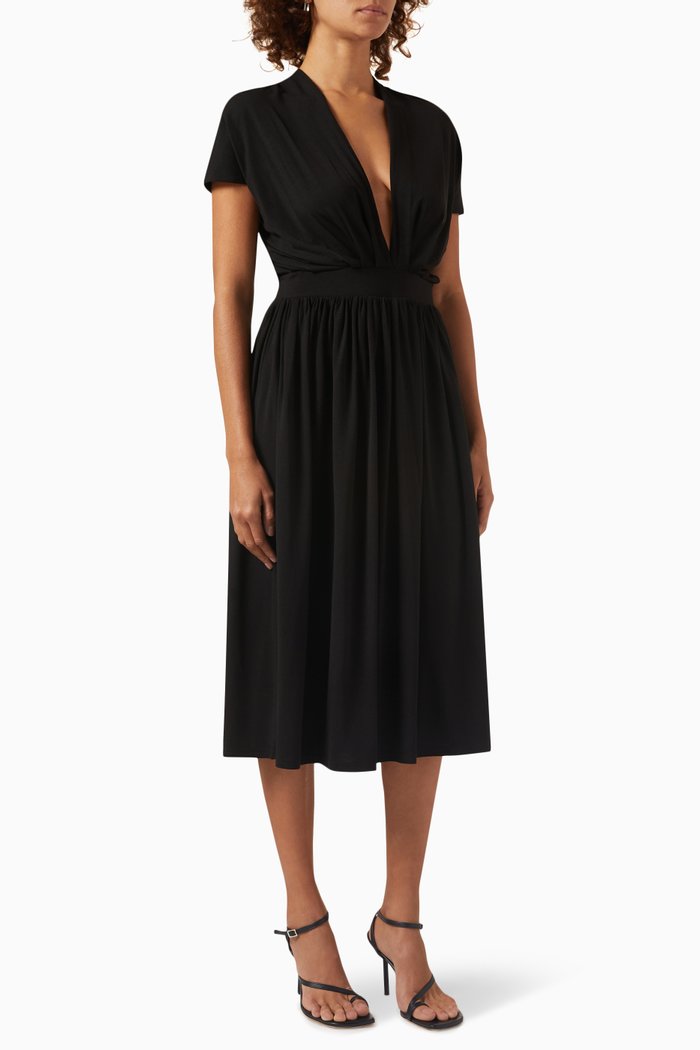 

Bythos Gathered Dress in Stretch Tencel, Black