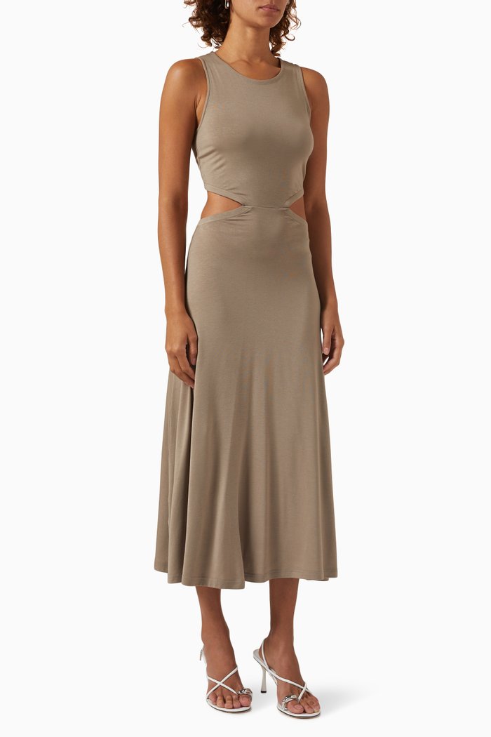 

Argo Cut-out Dress in Stretch Tencel, Brown