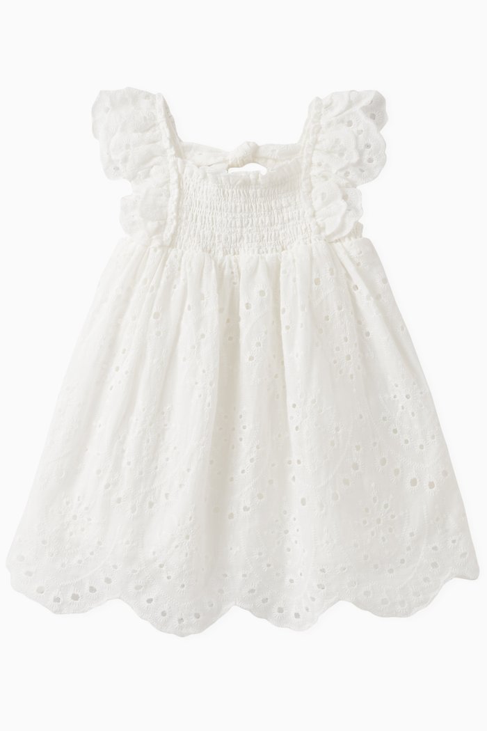 

Eyelet Lace Dress & Panty Set in Cotton, White