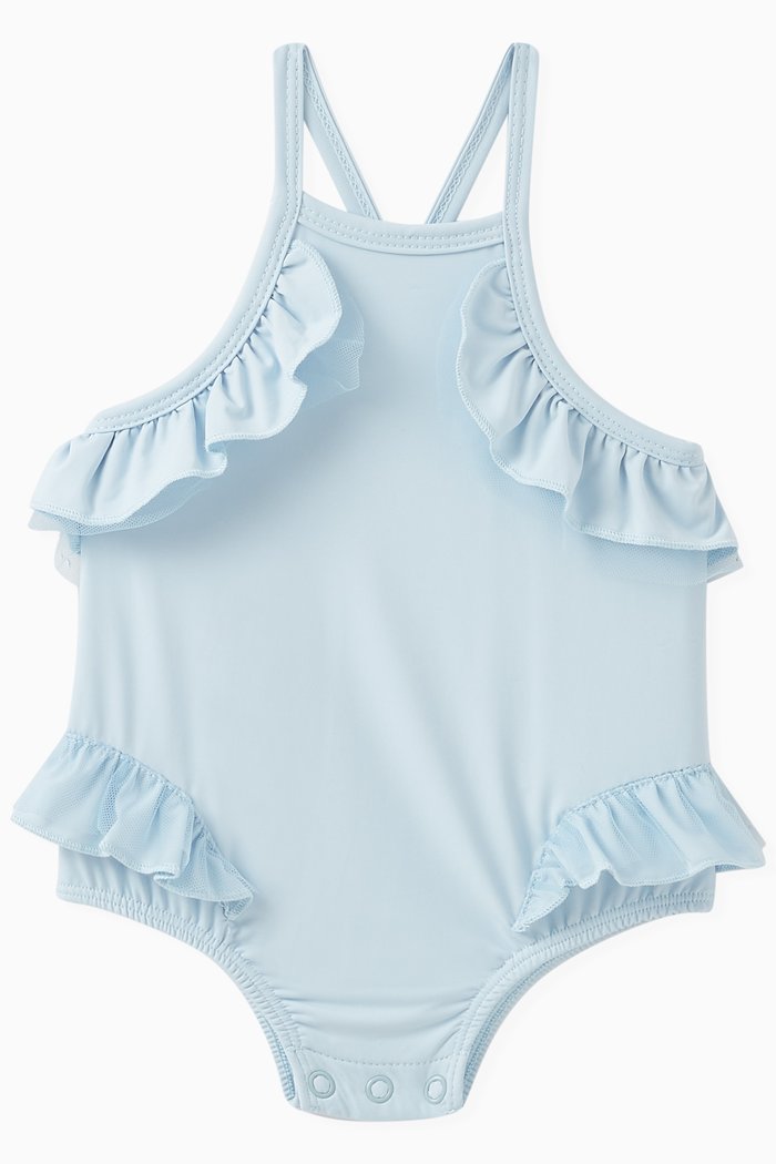 

Ruffled Halter One-piece Swimsuit in Nylon, Blue