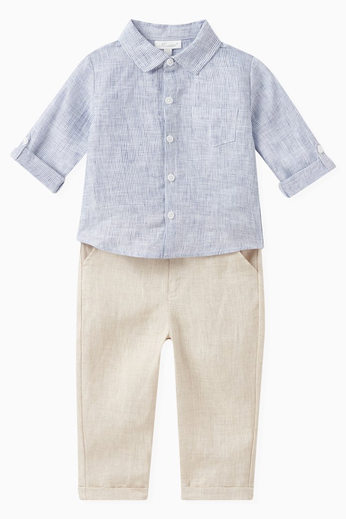 

Striped Shirt Set, Blue