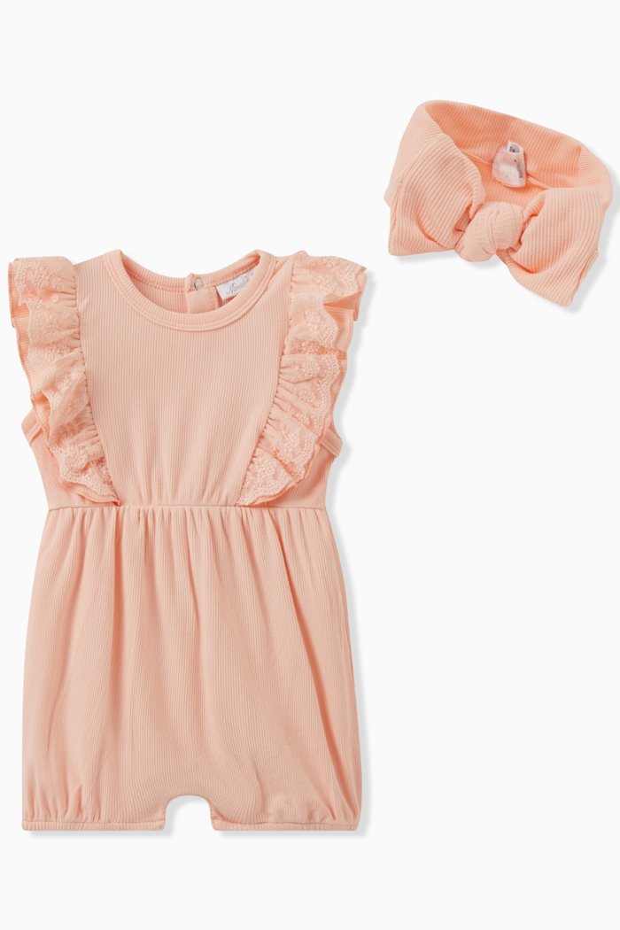 

Rib Romper and Headband, Set of Two, Orange