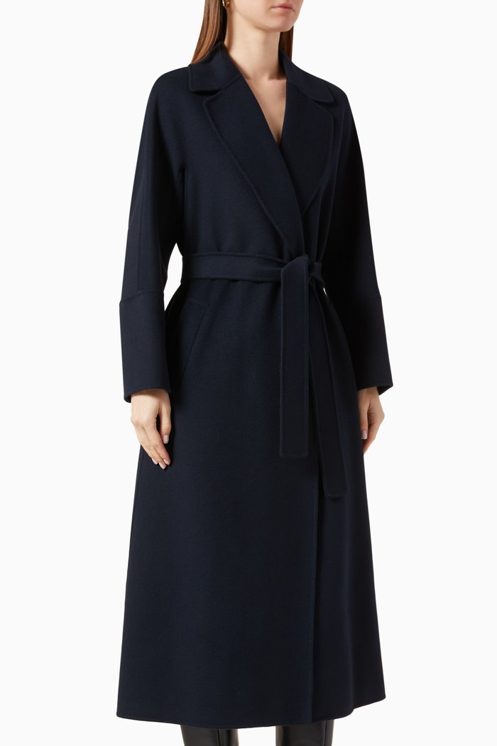 

Elisa Belted Coat in Wool, Blue